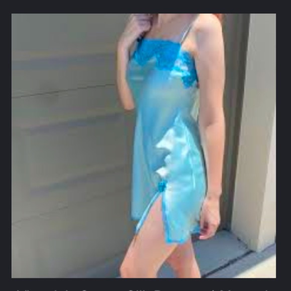 Vintage Victoria’s Secret Y2k Blue Slip Chemise Lingerie PJ Dress - Picture 2 of 3